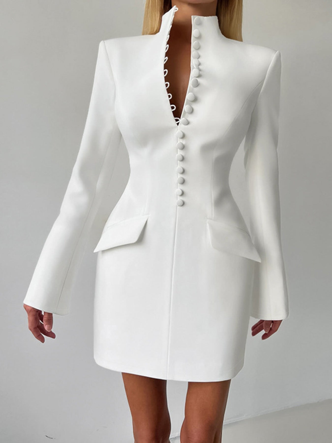 Button-Down Blazer Dress - cas7m