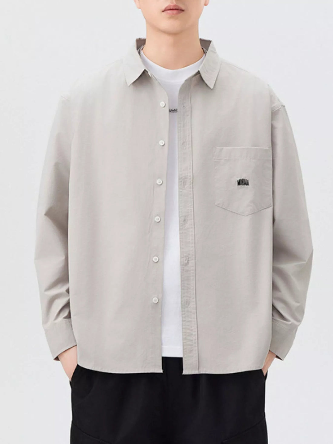 Men's Plus Size Button Up Long Sleeve Shirt - cas7m