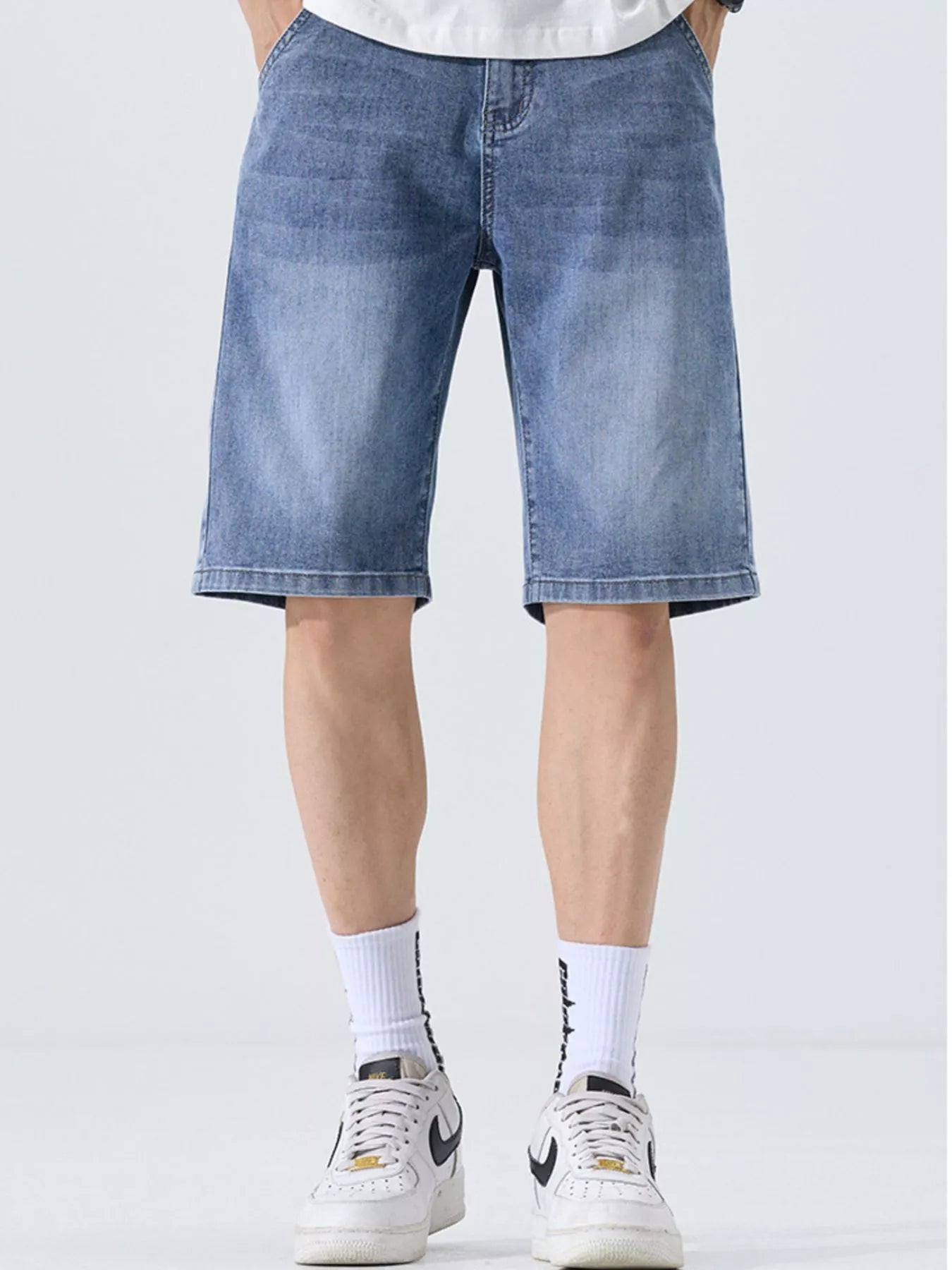 Men's Washed Loose Fit Denim Shorts - cas7m