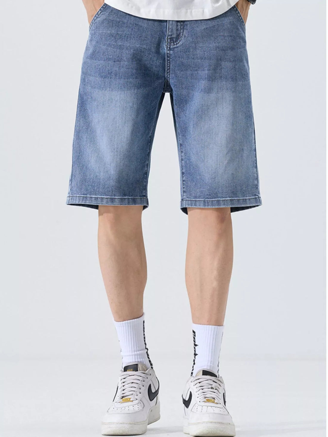 Men's Washed Loose Fit Denim Shorts - cas7m