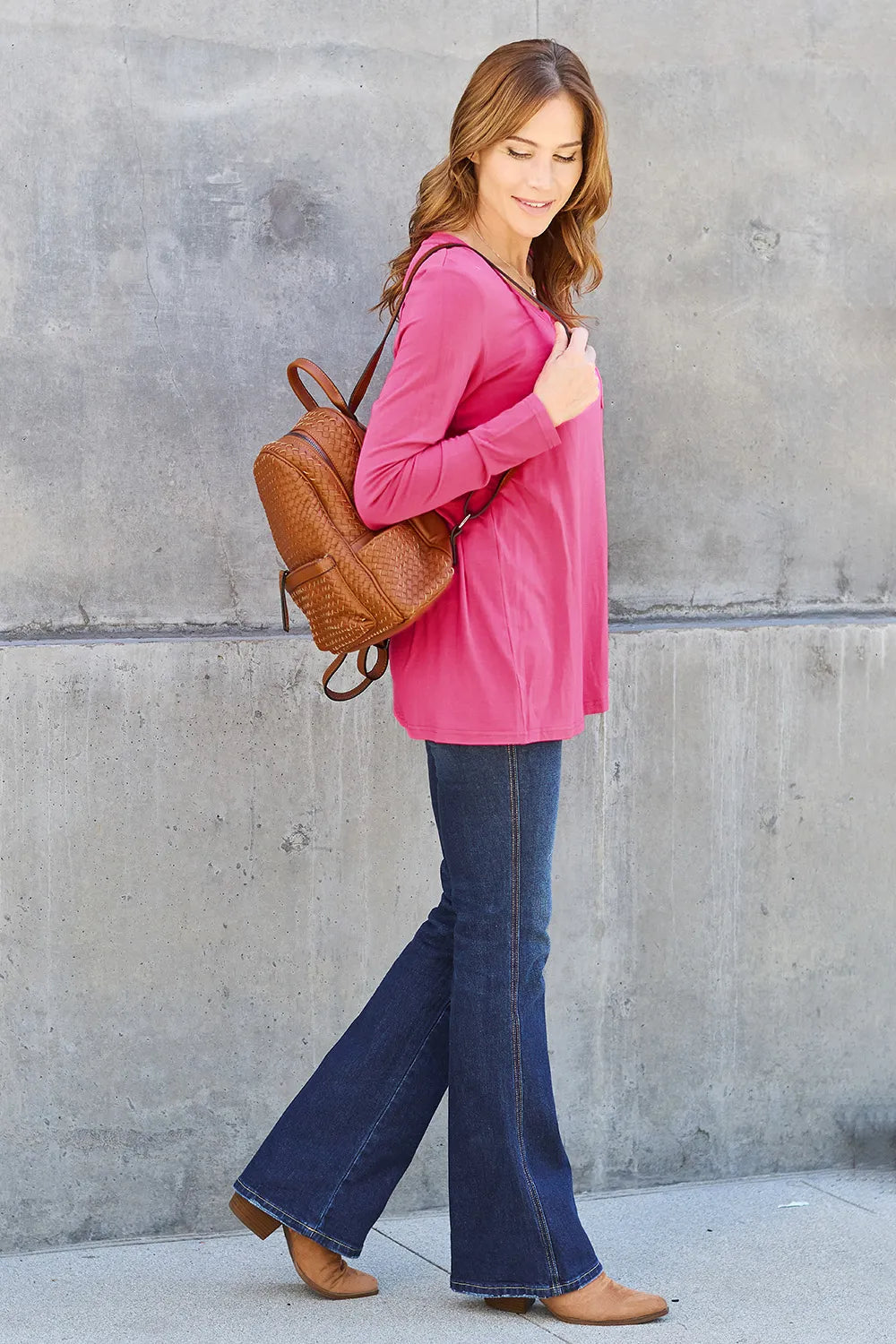 Basic Bae Full Size V-Neck Long Sleeve Top - cas7m