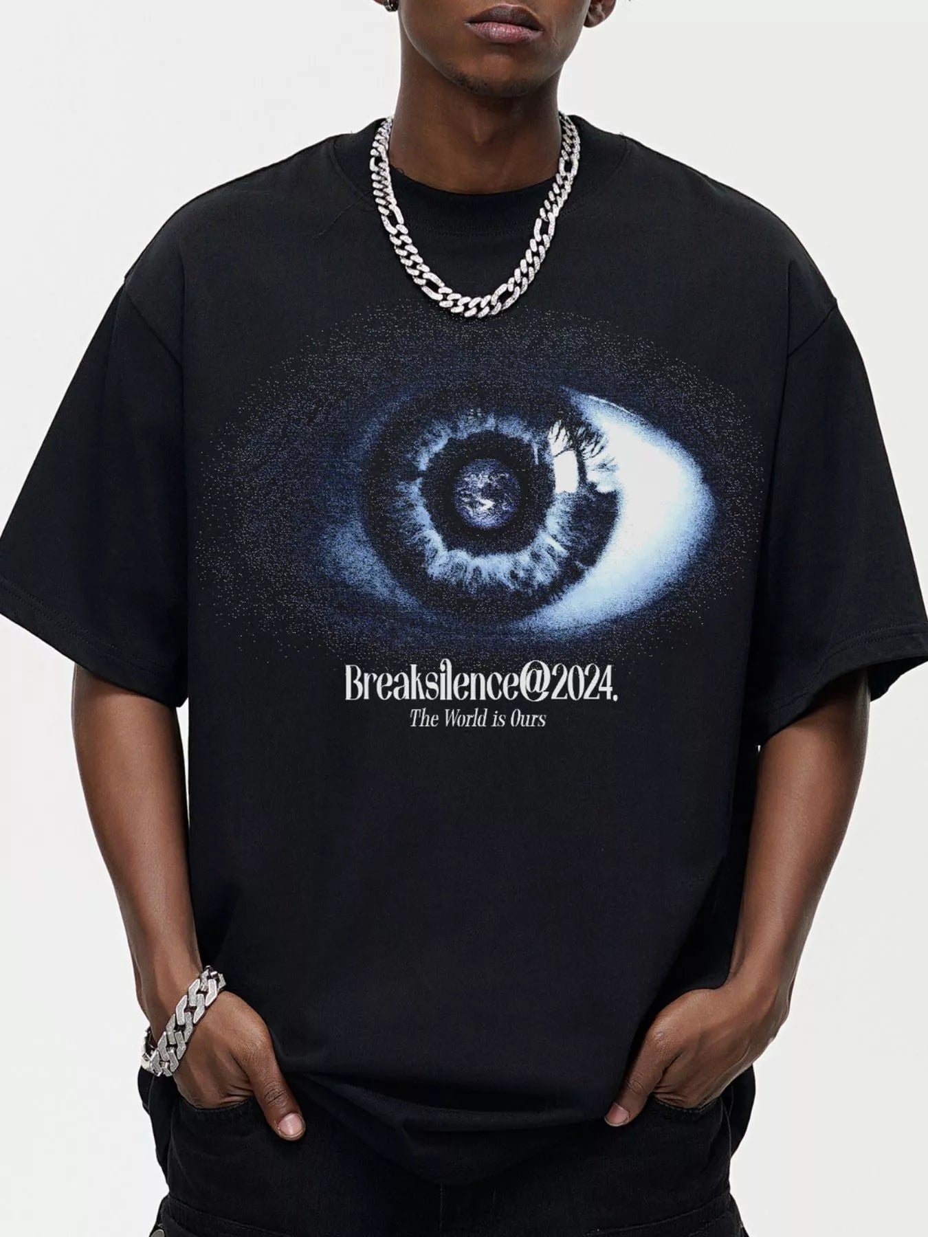 Men's Graphic Round Neck Oversized T-Shirt - cas7m