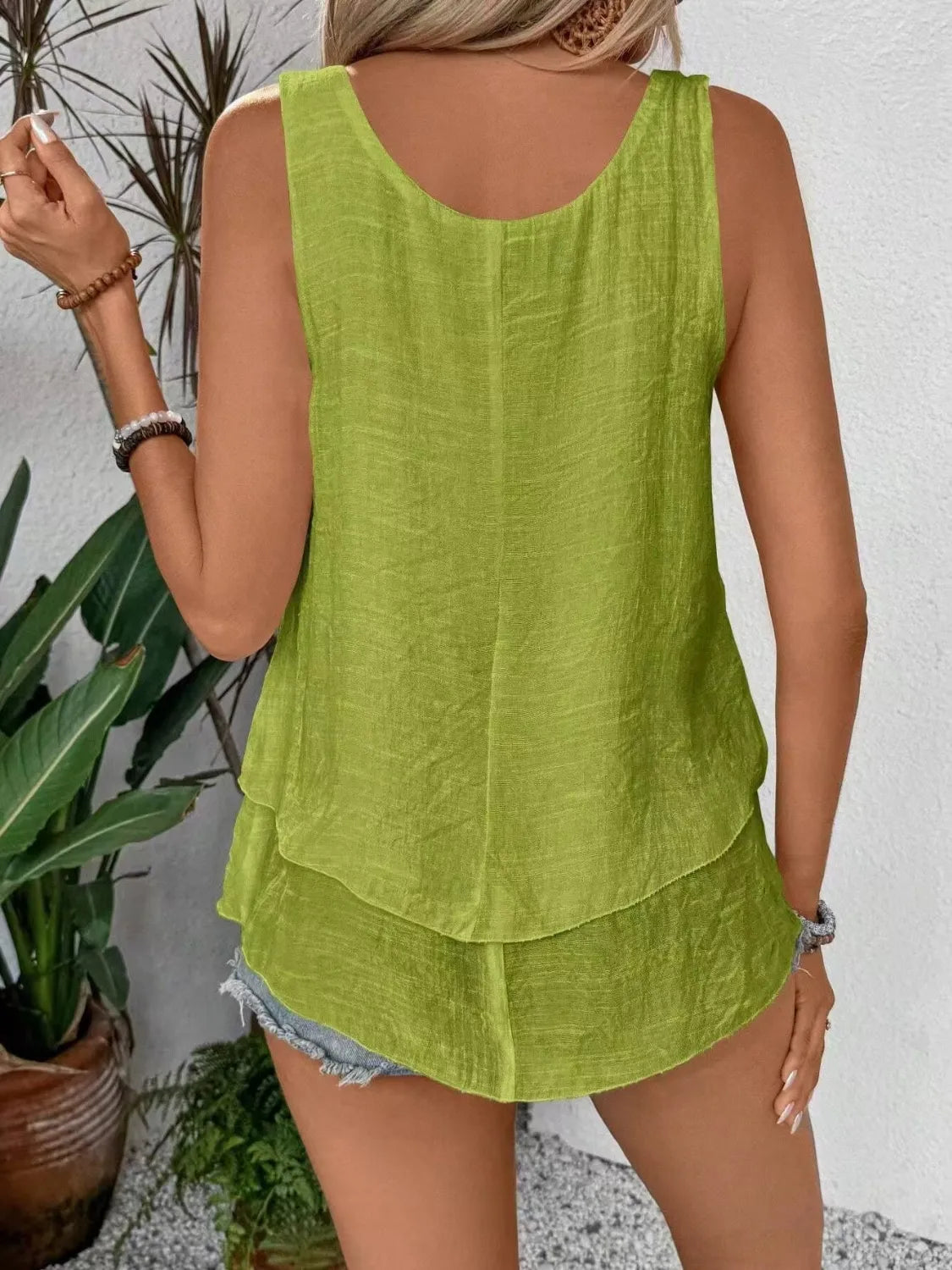Wide Strap Layered Tank - cas7m