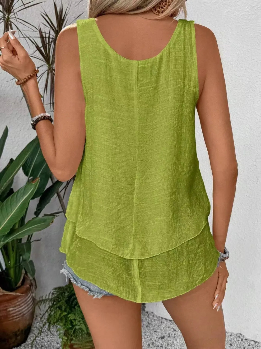 Wide Strap Layered Tank - cas7m