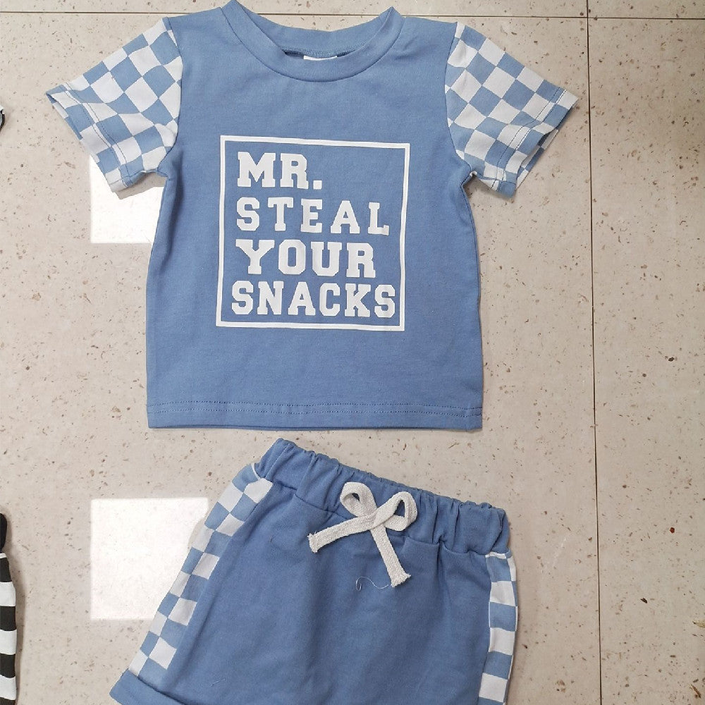 Children's Fashion Letter Print Short-sleeve Suit - cas7m
