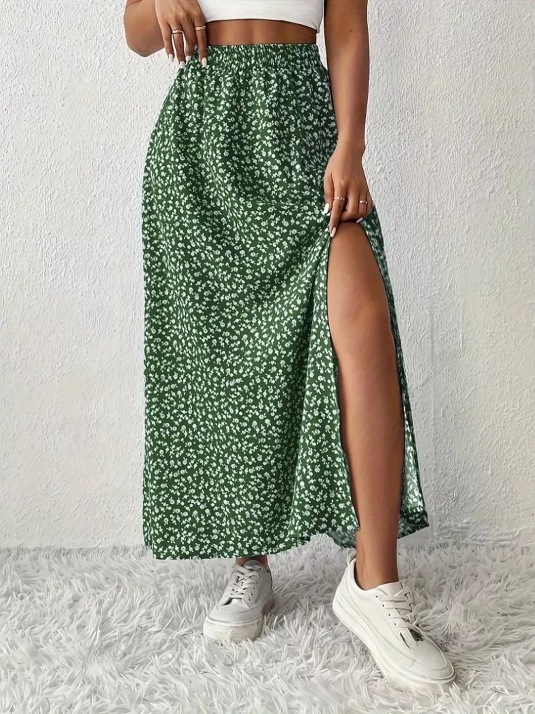 Slit Printed Skirt - cas7m
