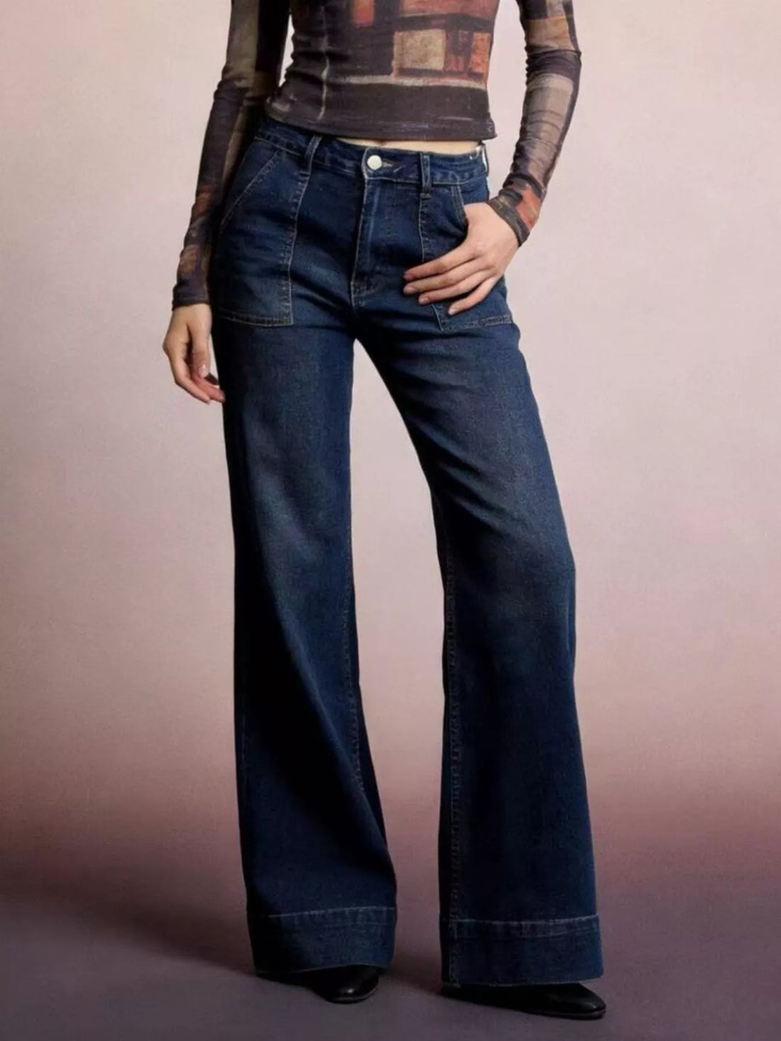 High-Waisted Flare Leg Jeans - cas7m
