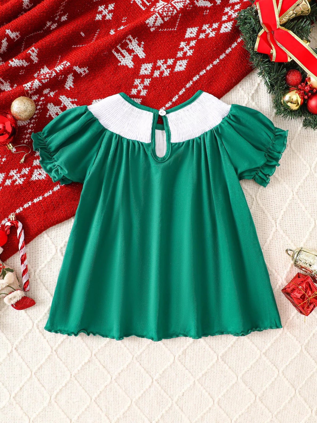 Children's Christmas Embroidered A-Line Dress - cas7m