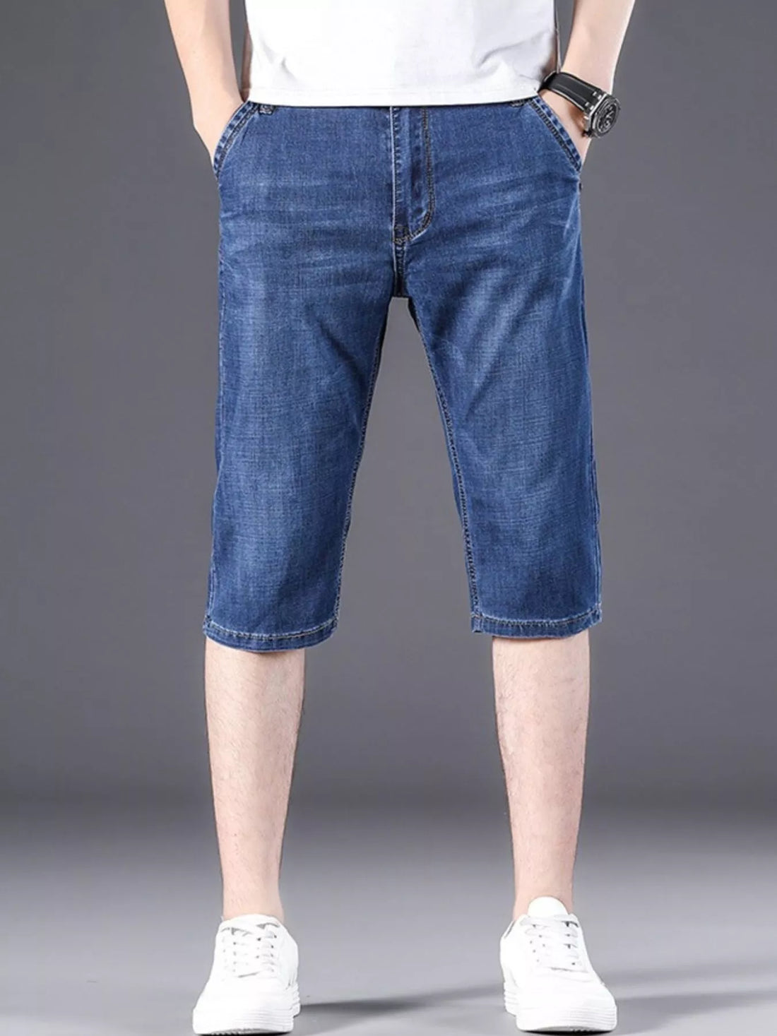 Men's Wash Denim Shorts with Relaxed Fit - cas7m