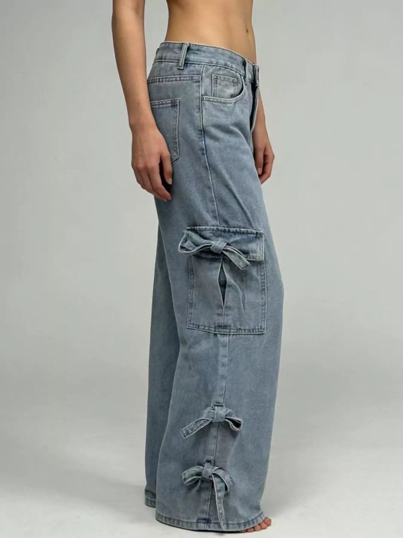 Bow Wide Leg Jeans - cas7m