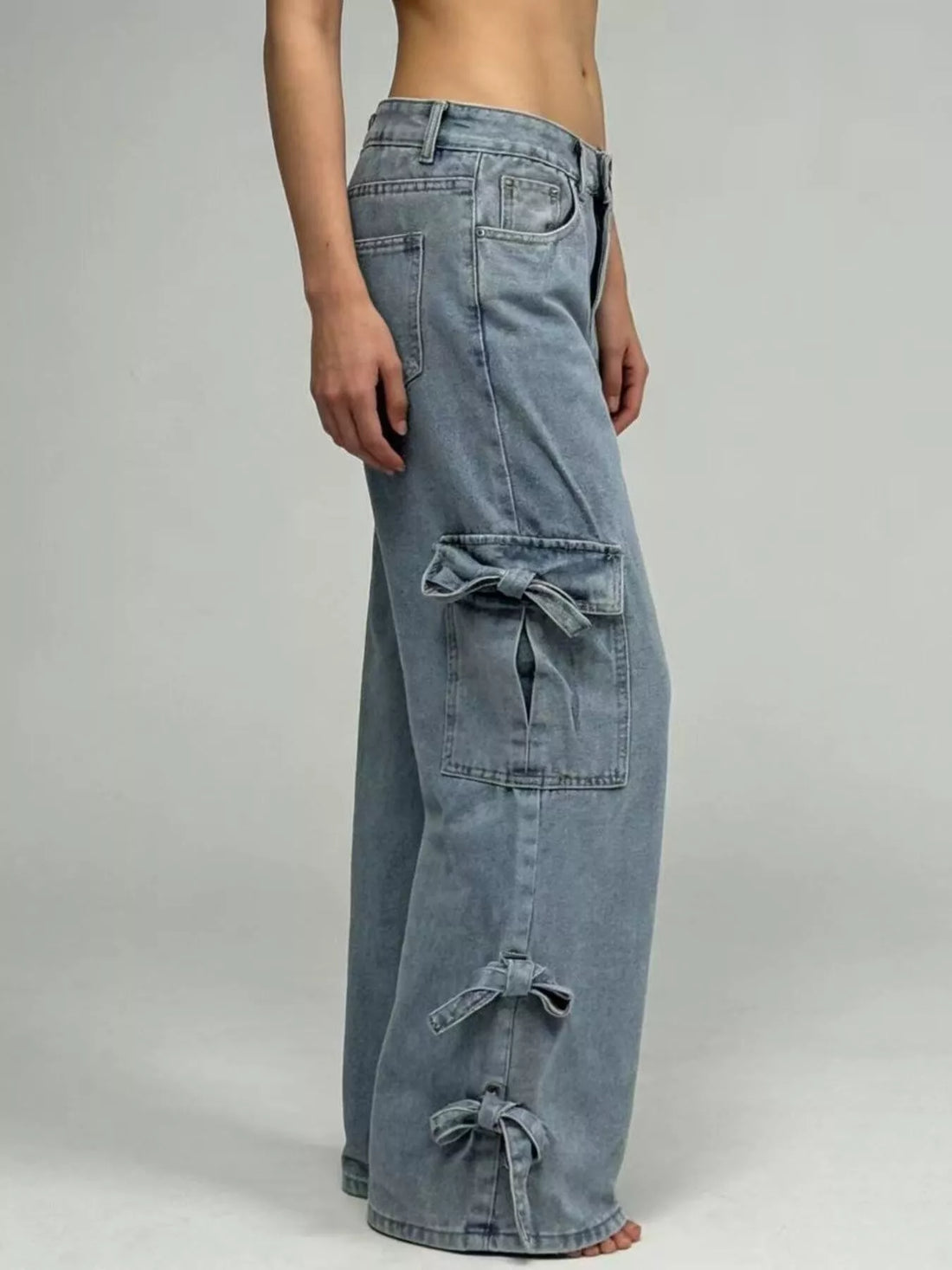 Bow Wide Leg Jeans - cas7m