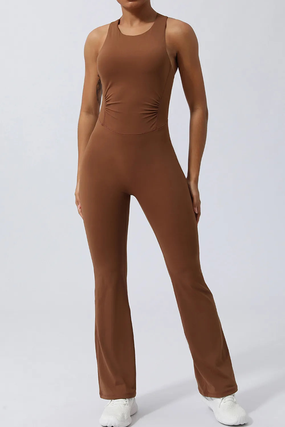 Crisscross Wide Strap Sleeveless Jumpsuit - cas7m