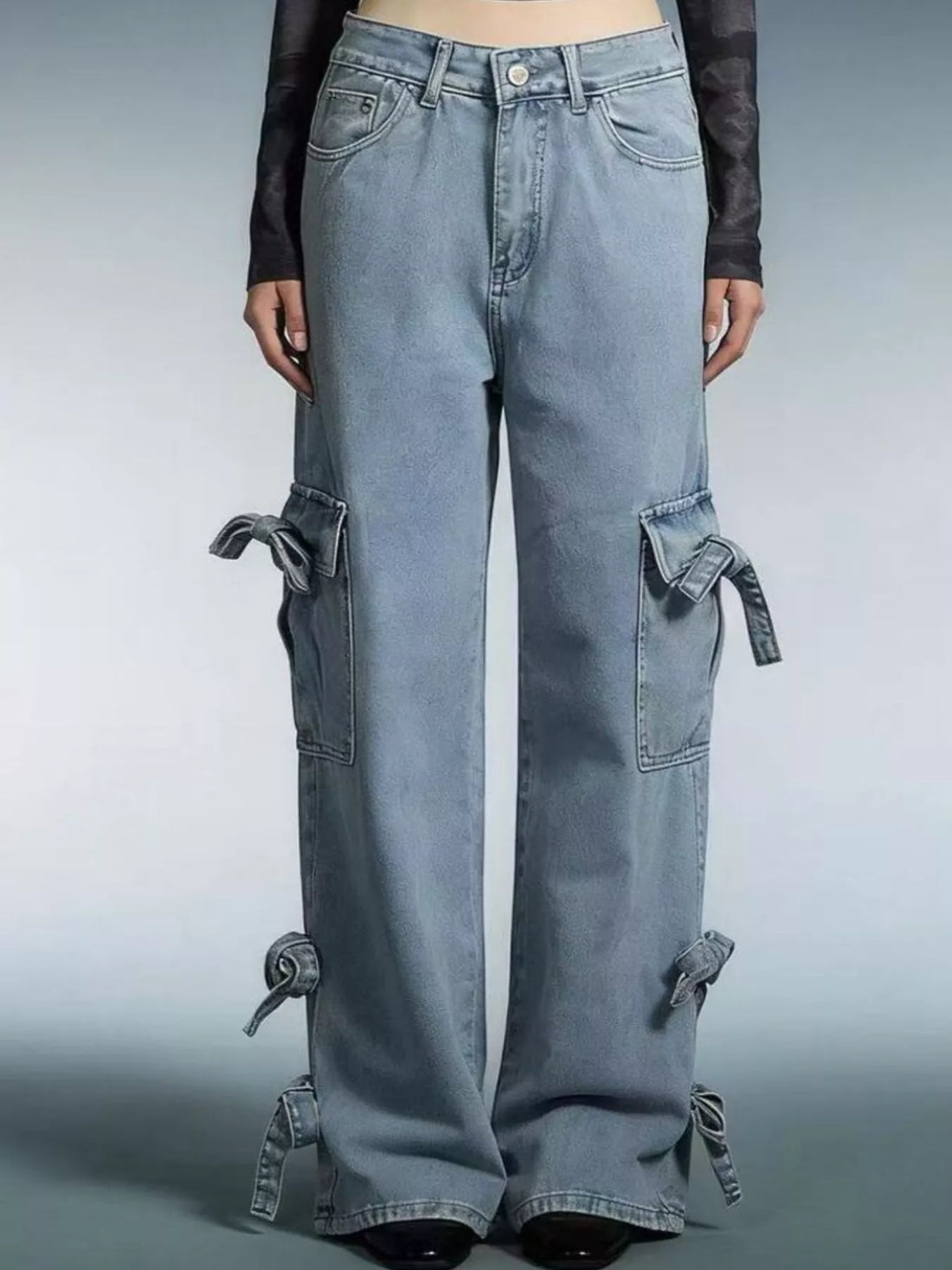 Bow Wide Leg Jeans - cas7m