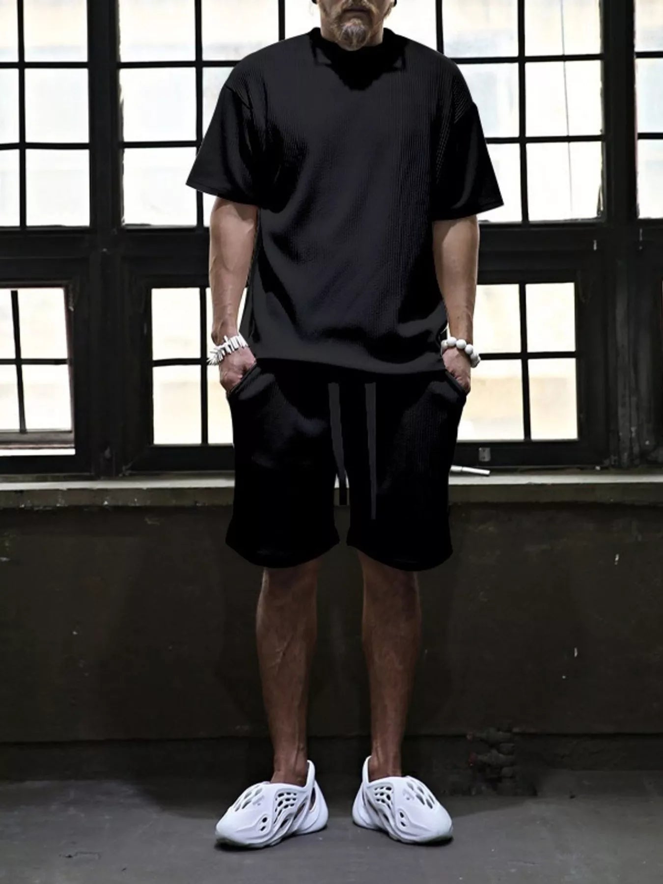 Men's Full Size Short Sleeve Top and Shorts Set Plus Size - cas7m