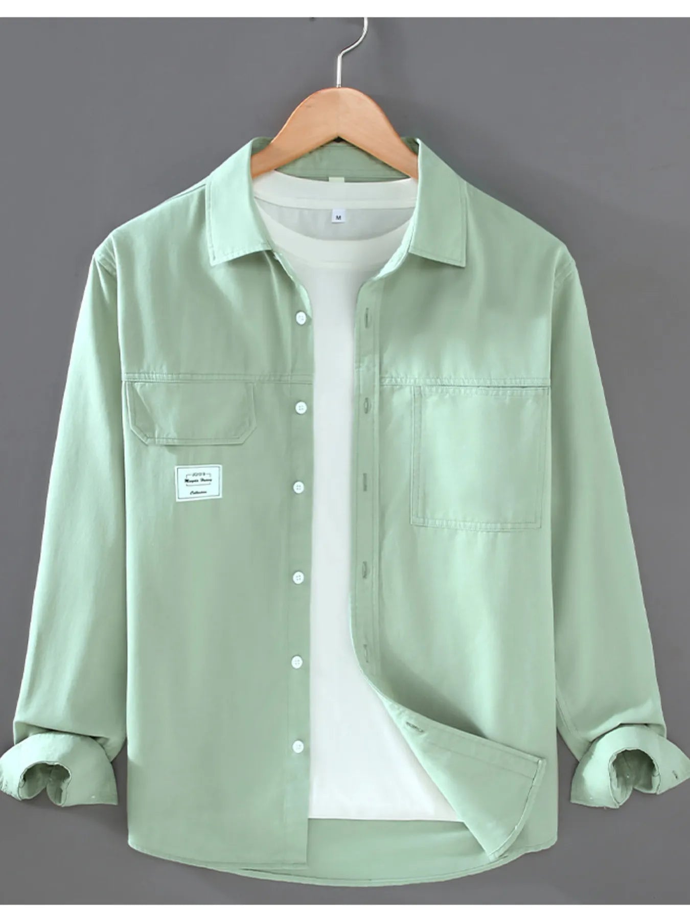 Men's Plus Size Button Up Long Sleeve Shirt - cas7m