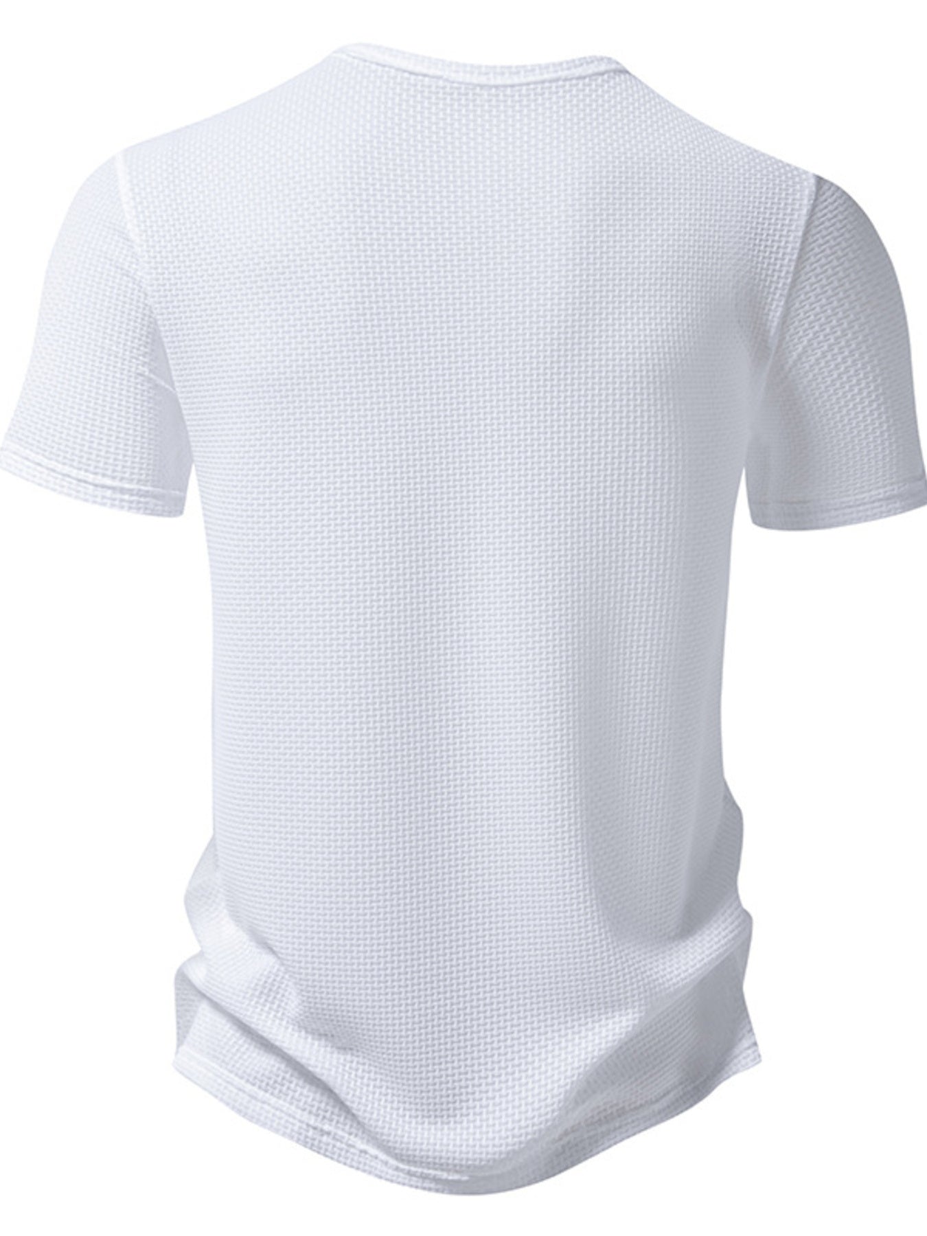 Men's Textured Henley Button Detail T-Shirt - cas7m