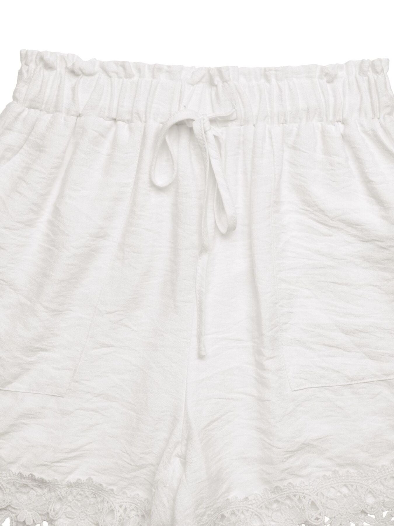 Lace Trim Drawstring Waist Shorts - cas7m