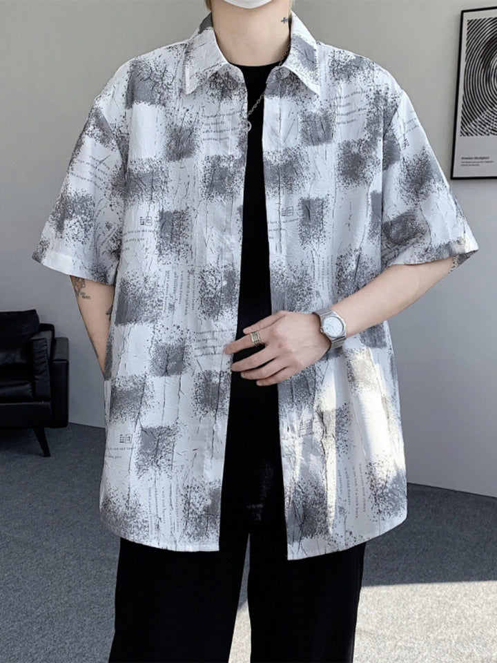 Men's Plus Size Abstract Pattern Short Sleeve Shirt - cas7m