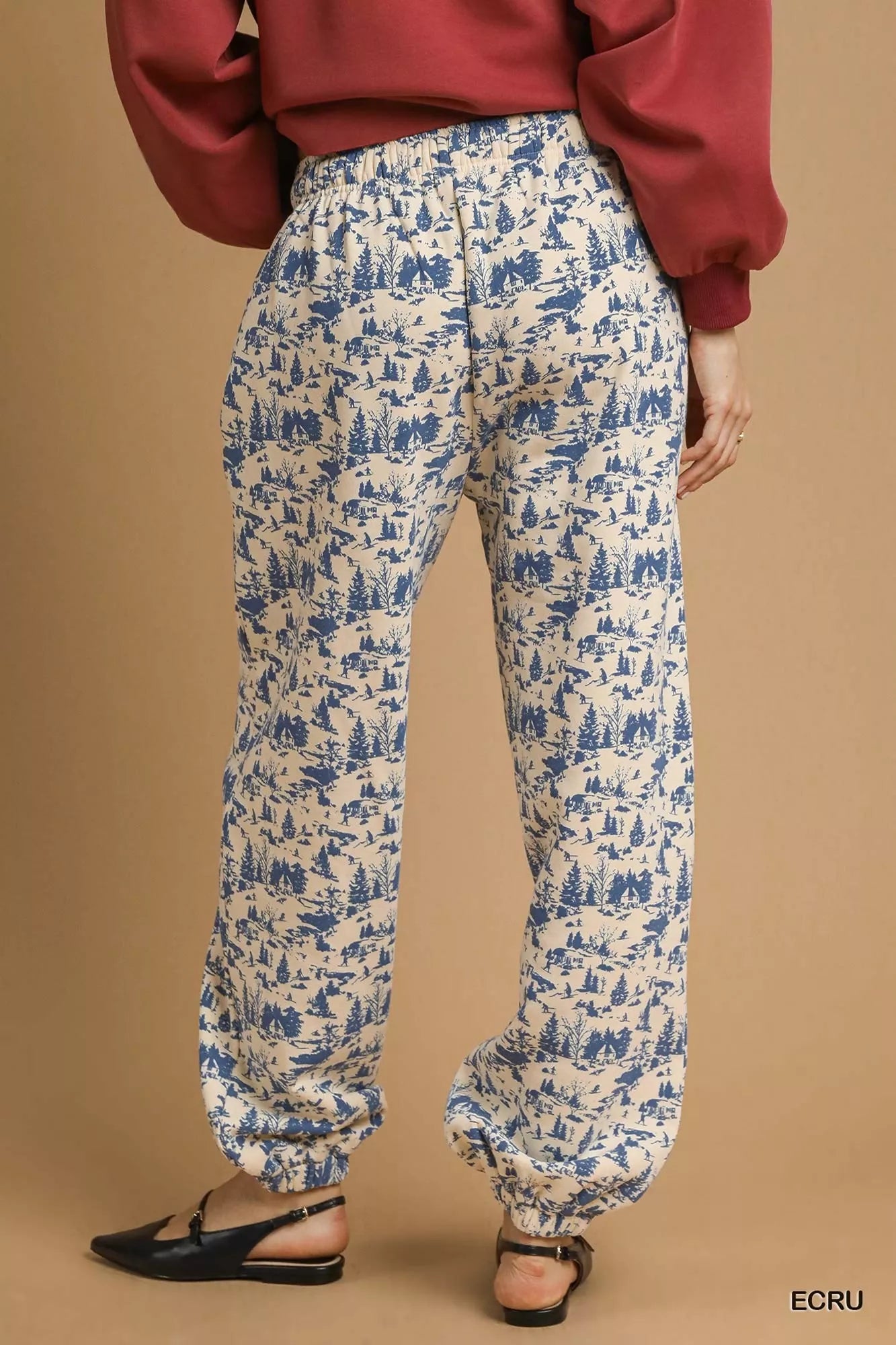 Umgee Scenic Print Casual Sweatpants - cas7m
