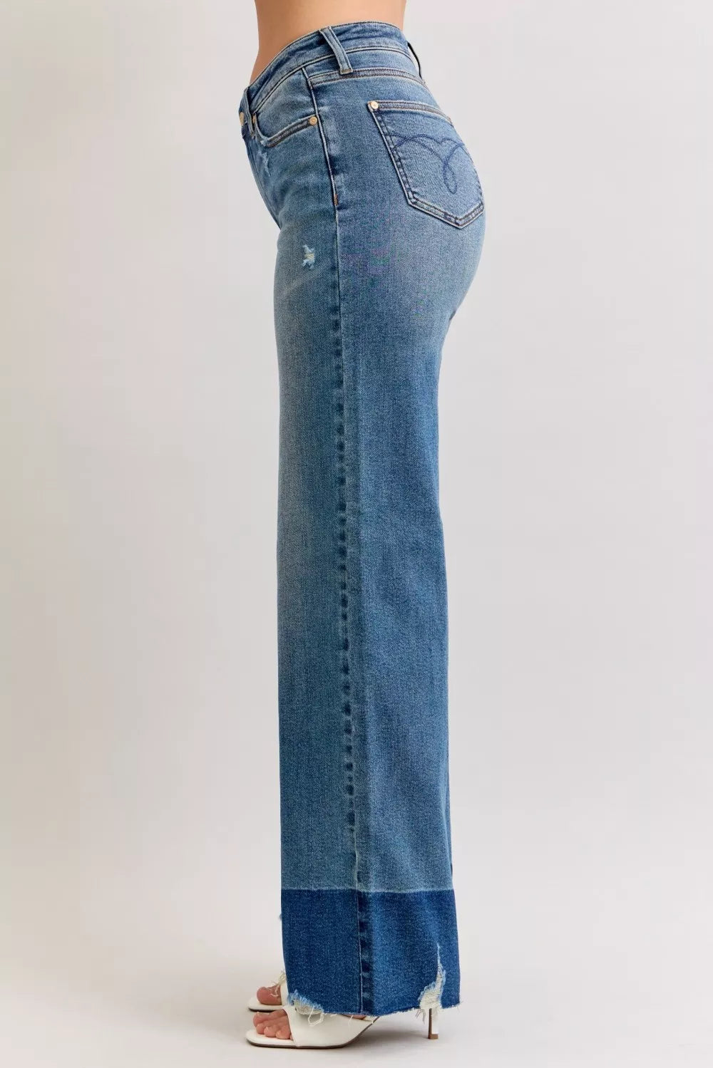 Judy Blue Raw Hem High Waist Column Straight Jeans - cas7m