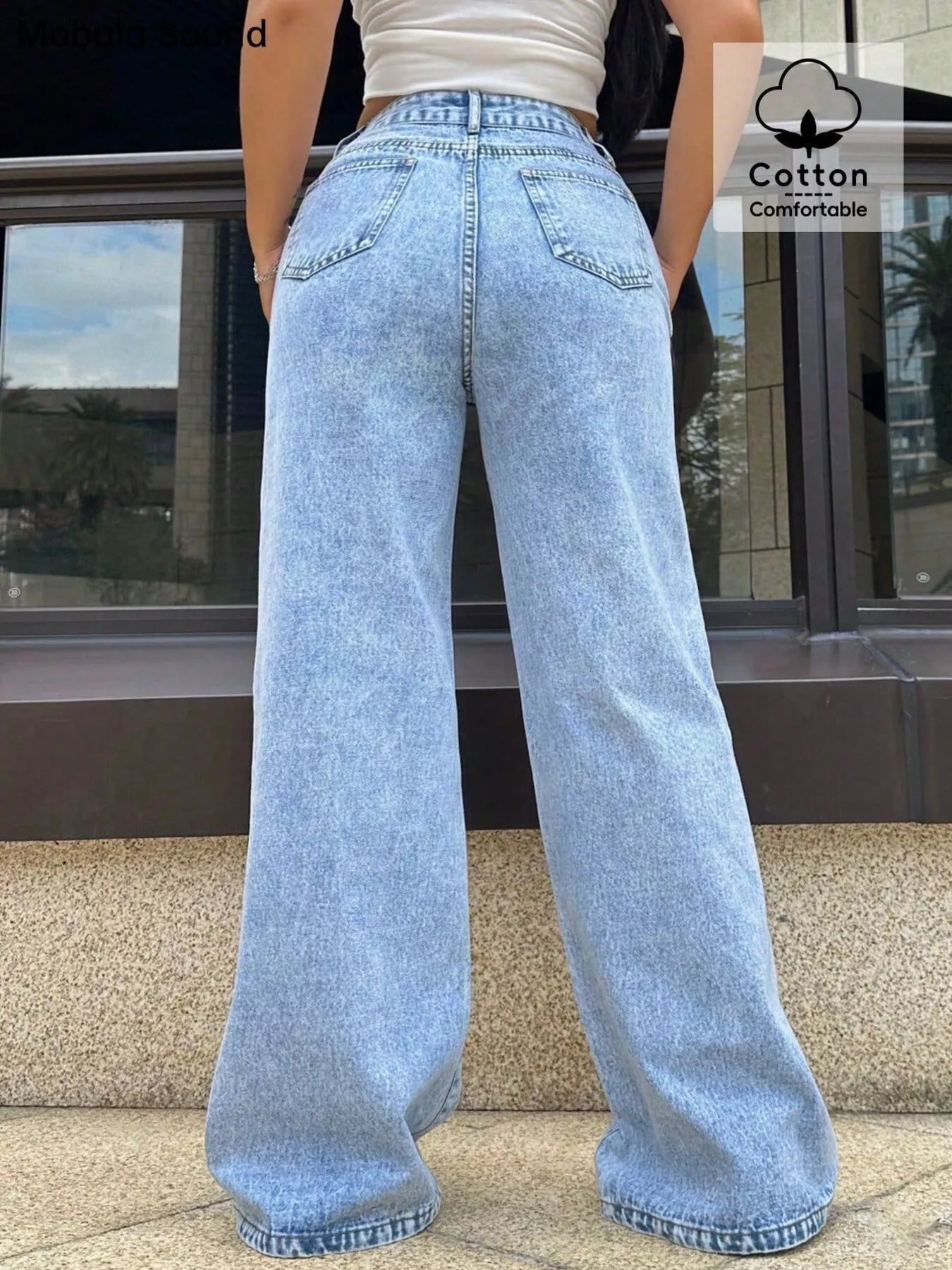 Wide Leg Wash Jeans - cas7m