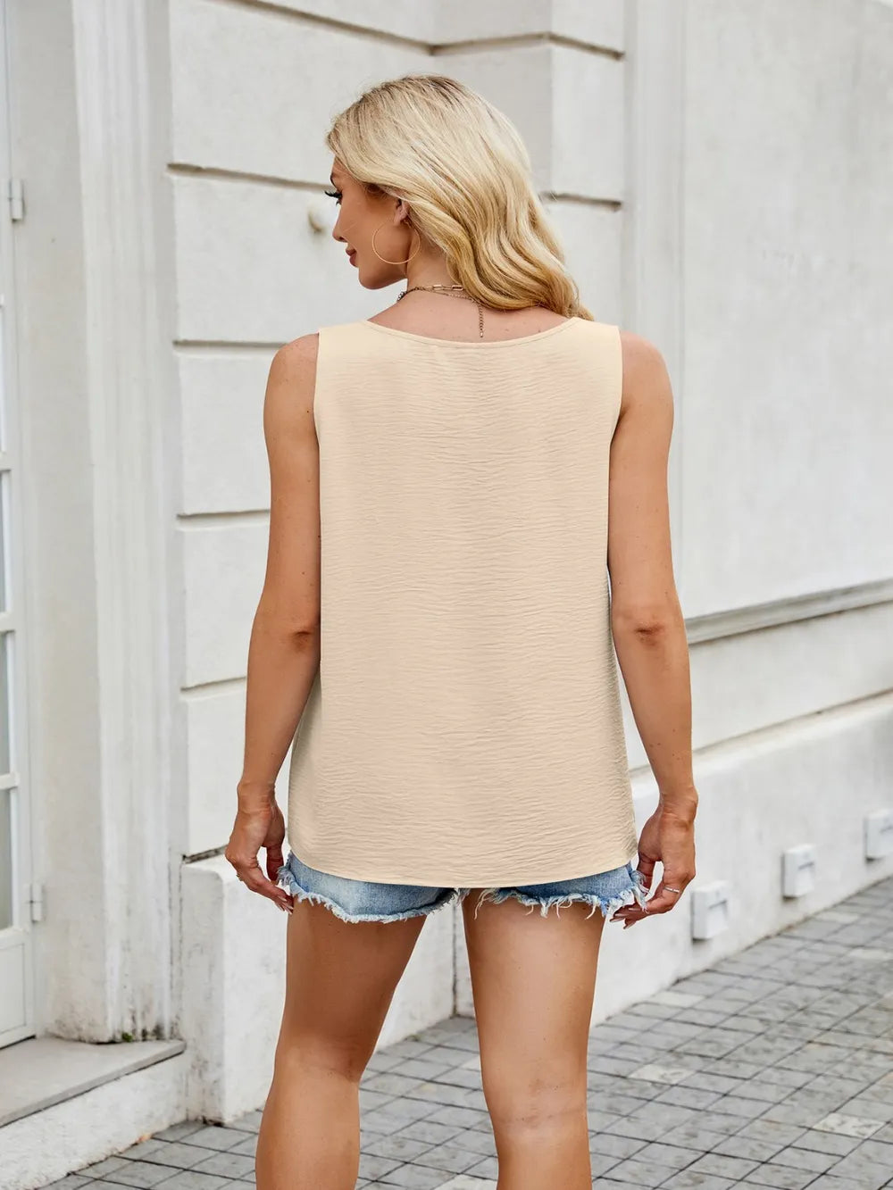 Ruched Scoop Neck Tank - cas7m