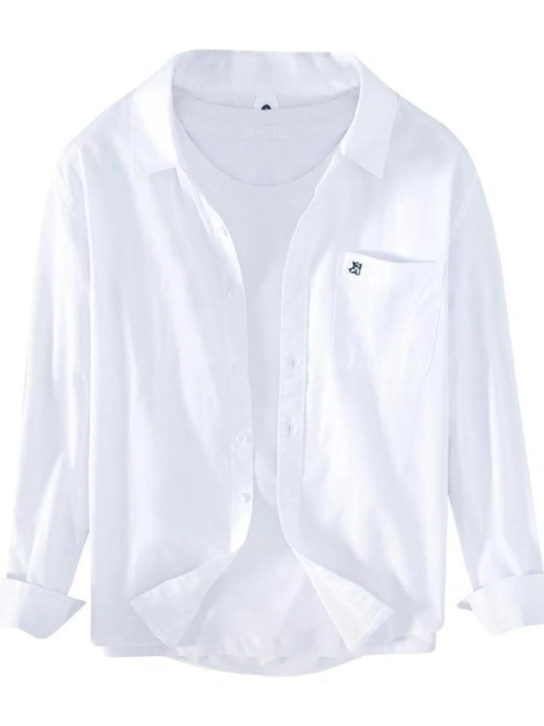Men's Plus Size Button Up Long Sleeve Shirt - cas7m