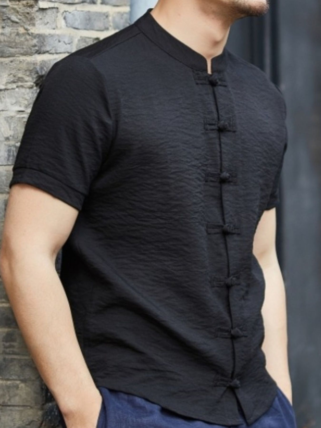 Men's Full Size Chinese Style Short Sleeve Shirt Plus Size - cas7m