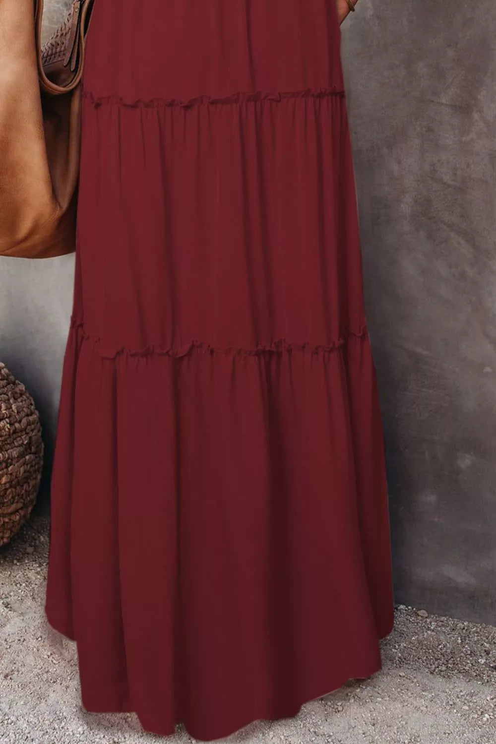 Frill Tiered Drawstring Waist Maxi Skirt - cas7m