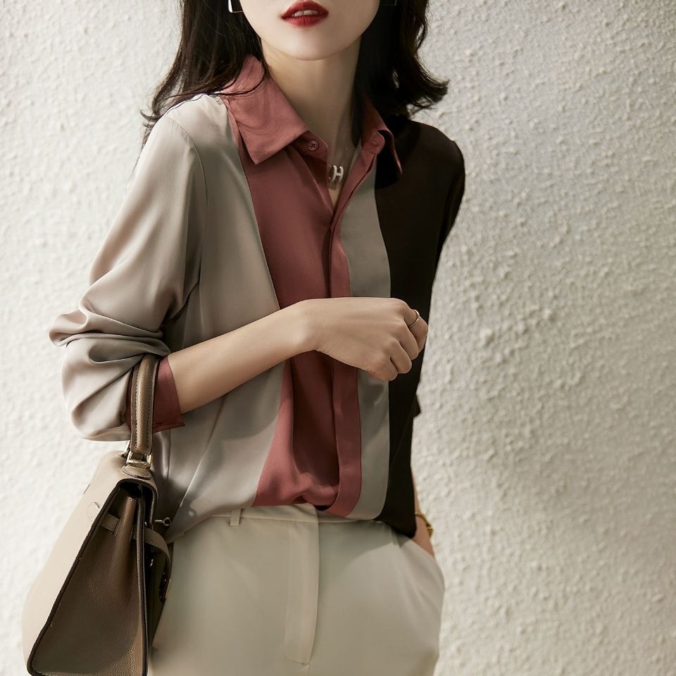Spring Chiffon Stripe Office Women's Long Sleeve Blouse