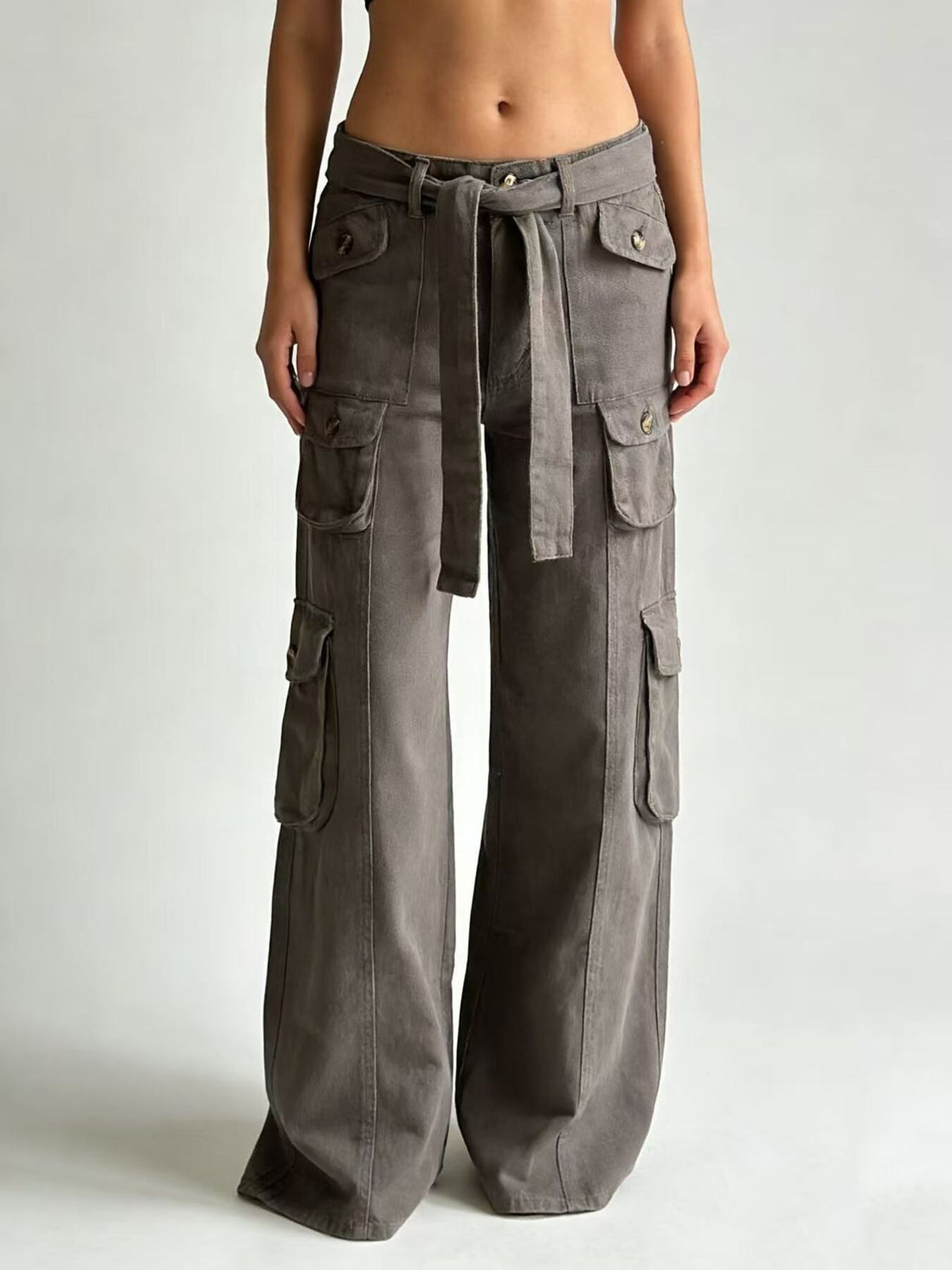 Wide Leg Cargo Jeans - cas7m