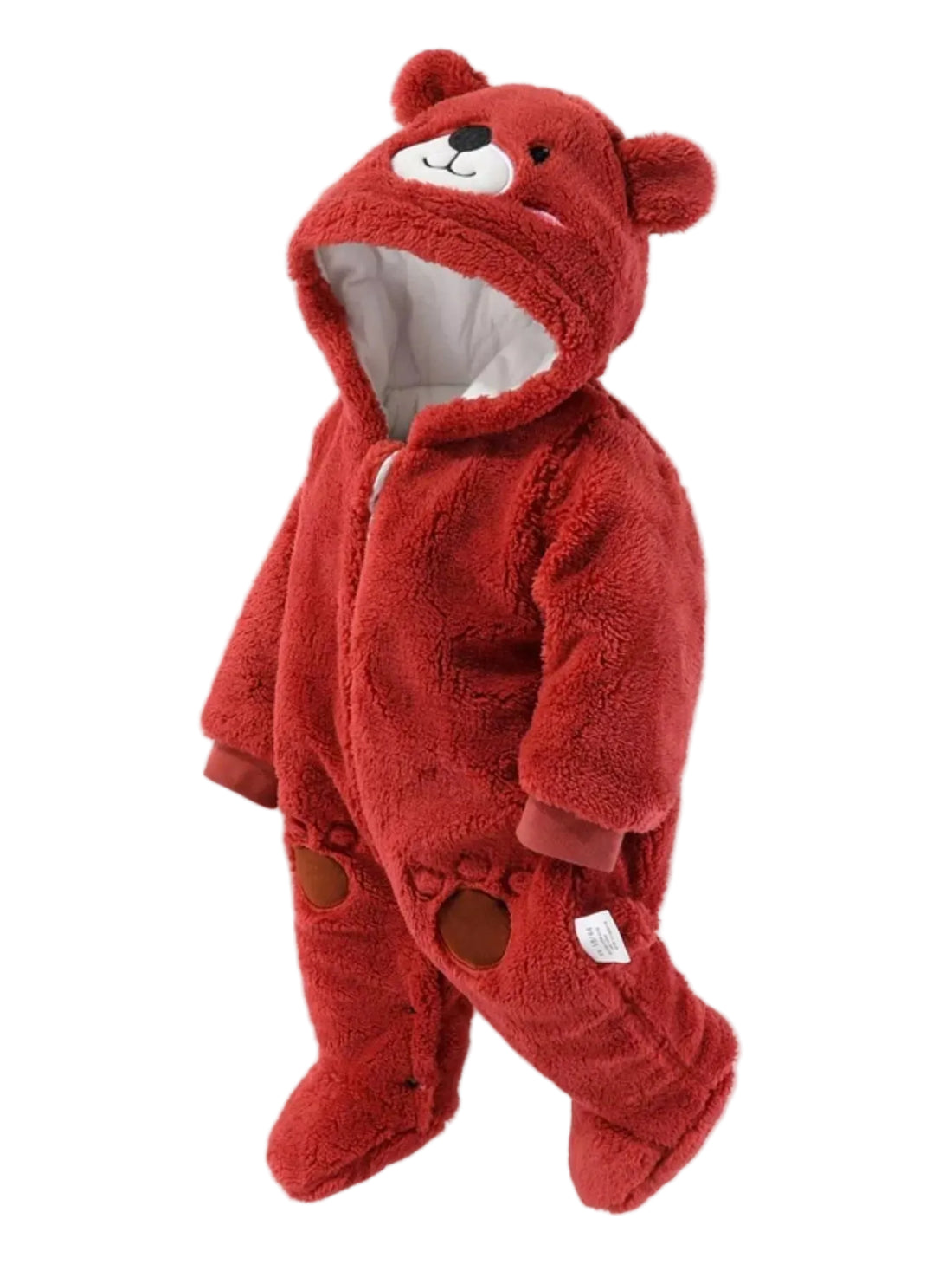 Children's Cozy Bear Hooded Fleece One-Piece - cas7m