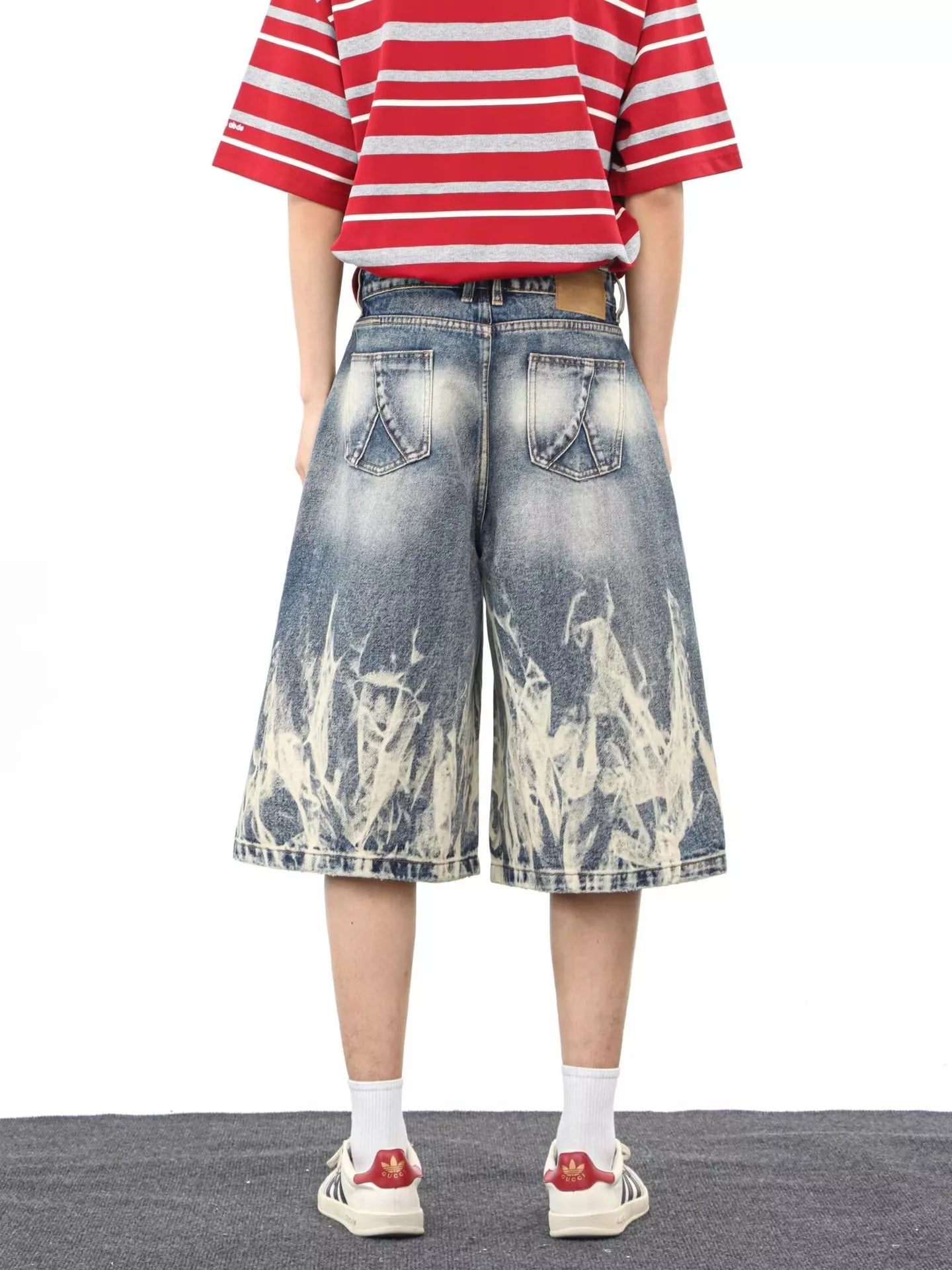 Men's Full Size Wide-Leg Denim Shorts Plus Size - cas7m