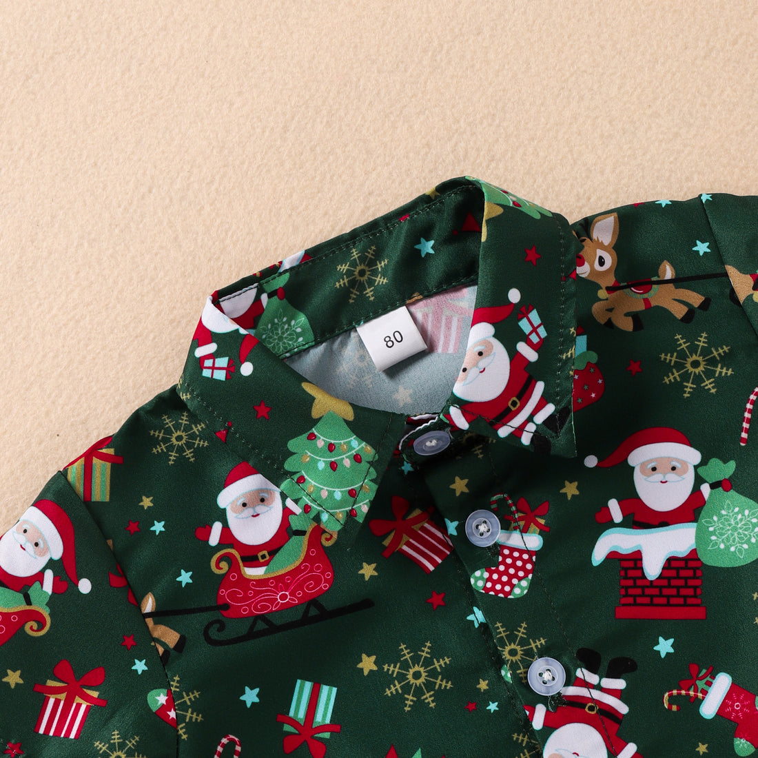 Boys Christmas Costume Cartoon Print Shirt Set - cas7m