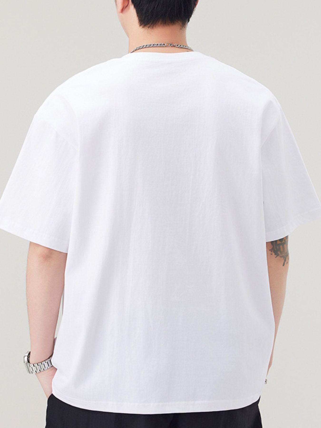 Men's Plus Size Solid Color Casual Loose T-Shirt - cas7m