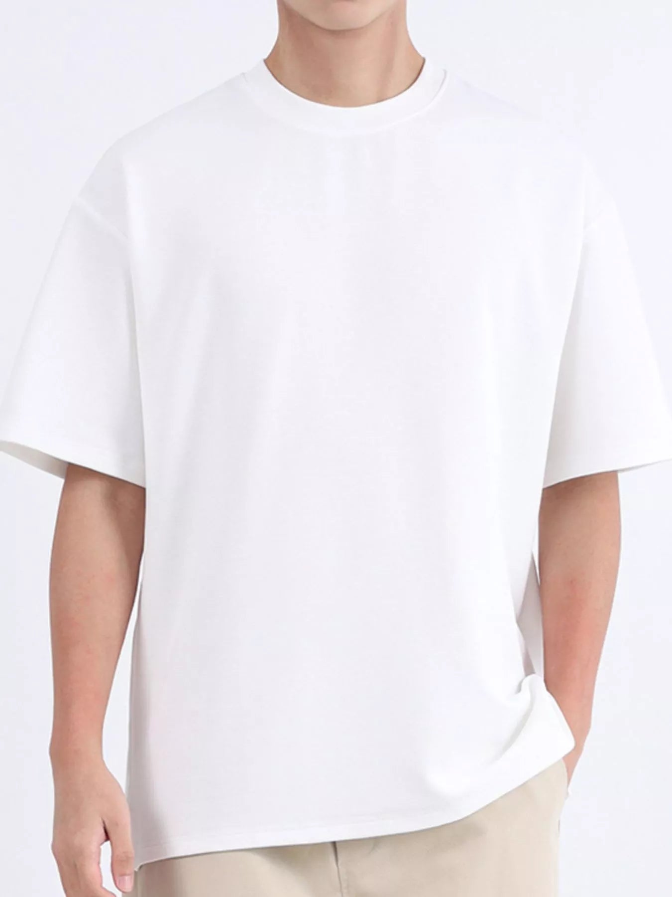 Men's Plus Size Solid Color Round Neck T-Shirt - cas7m