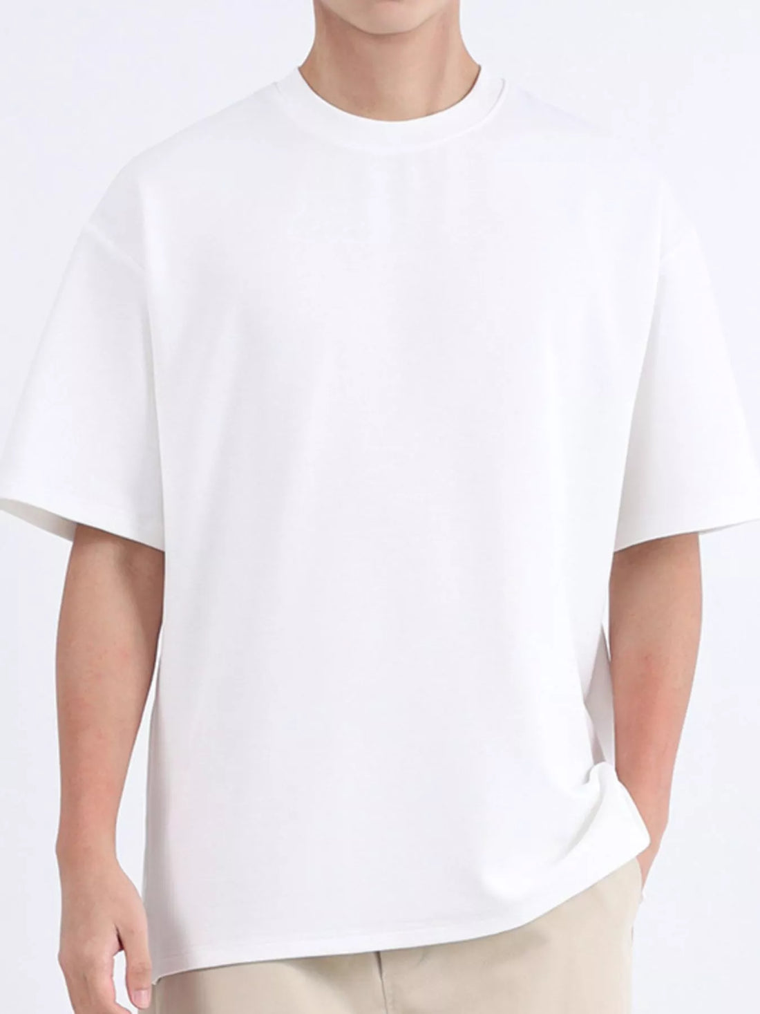 Men's Plus Size Solid Color Round Neck T-Shirt - cas7m