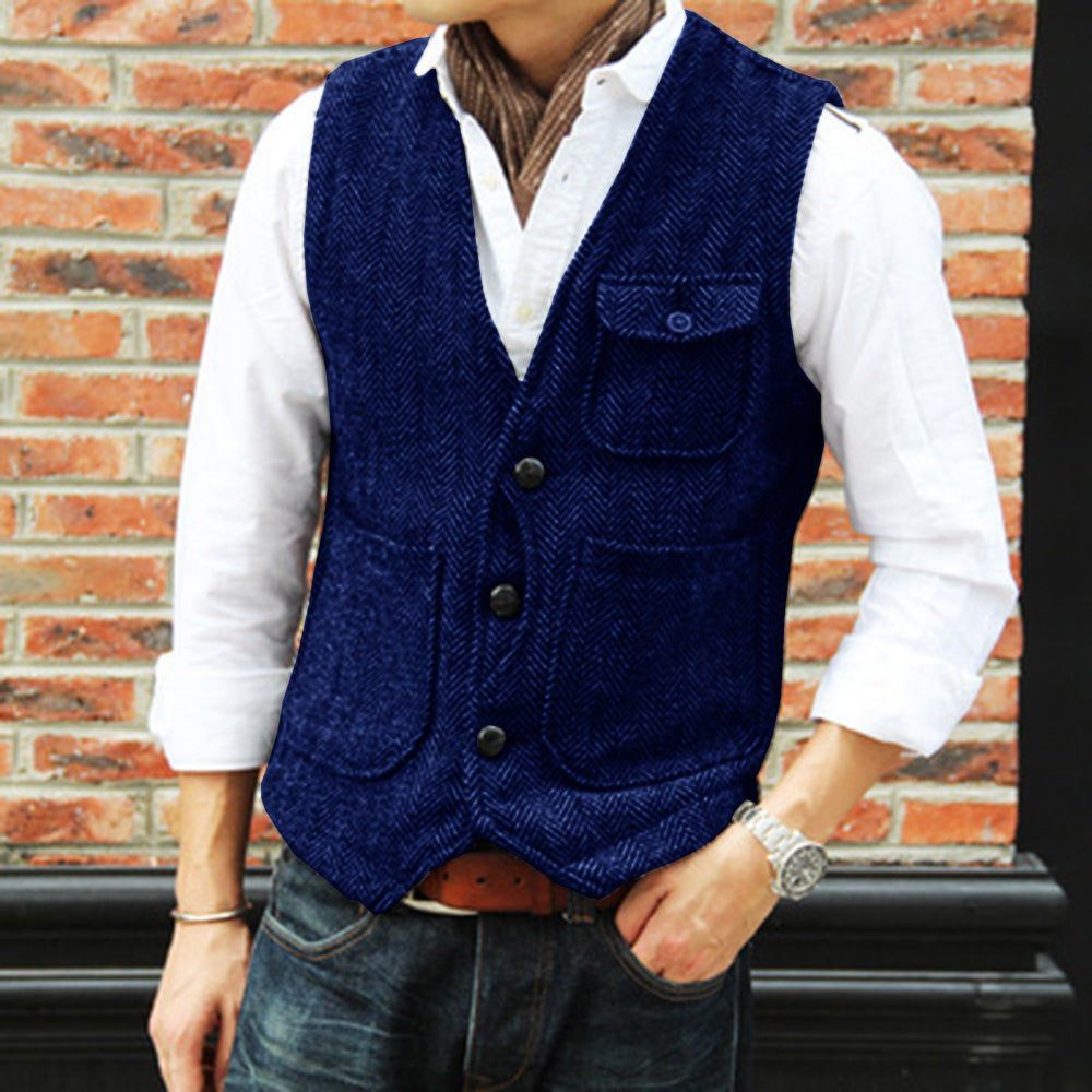 Herringbone Men's Suit Vest Vest - cas7m