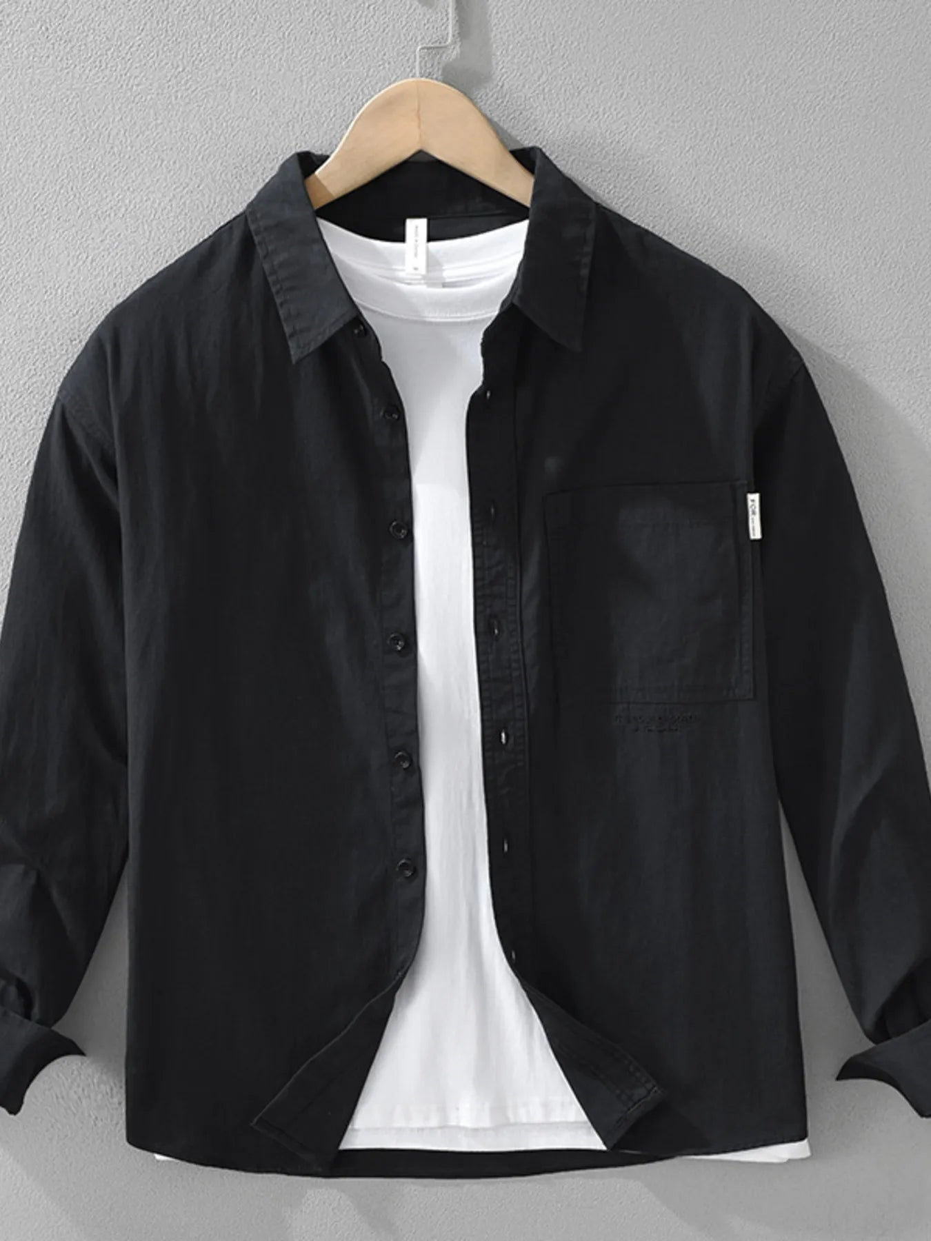 Men's Plus Size Button Up Long Sleeve Shirt - cas7m