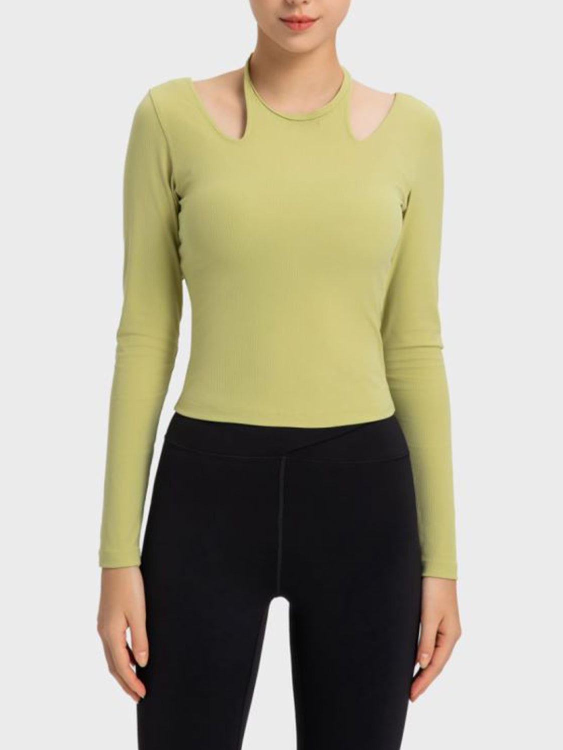 Millennia Halter Neck Long Sleeve Sporty Top - cas7m