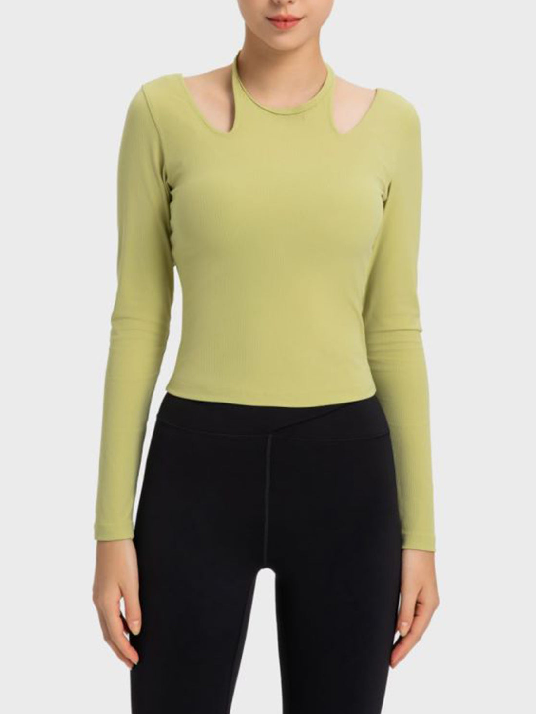 Millennia Halter Neck Long Sleeve Sporty Top - cas7m