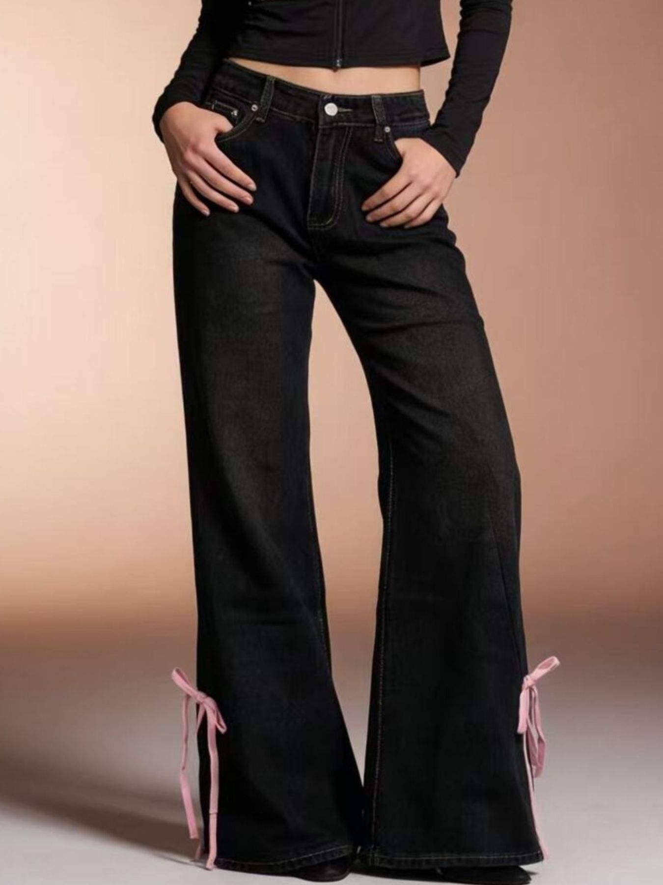 Ribbon Detail Flare Jeans - cas7m