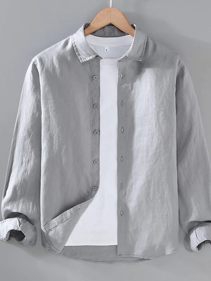 Men's Plus Size Button Up Long Sleeve Shirt - cas7m
