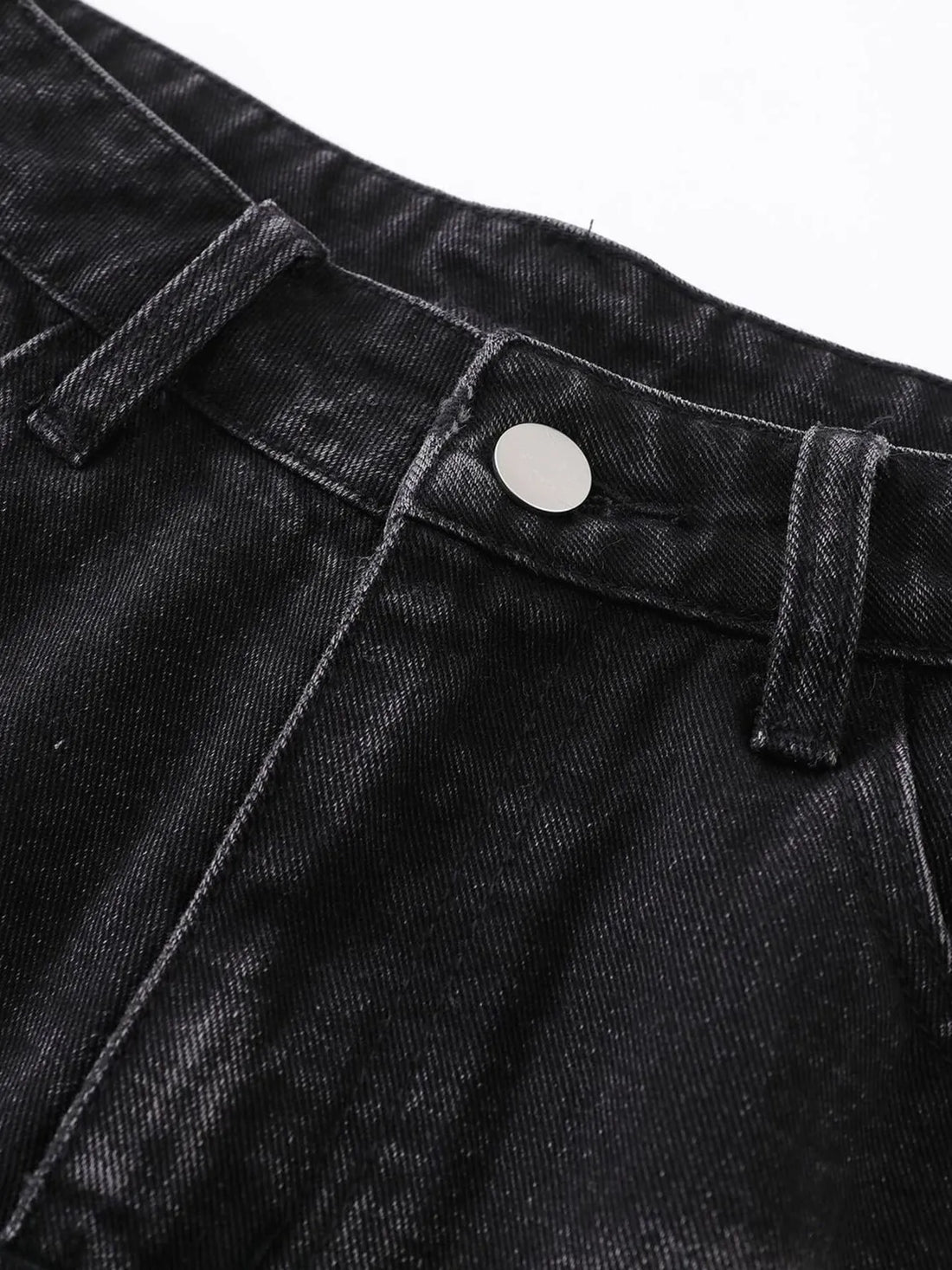 Men's Distressed Denim Shorts with Plaid Patches - cas7m