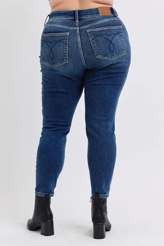 Judy Blue Full Size Run Mid-Rise Waist Skinny Jeans with Thermal Lining - cas7m