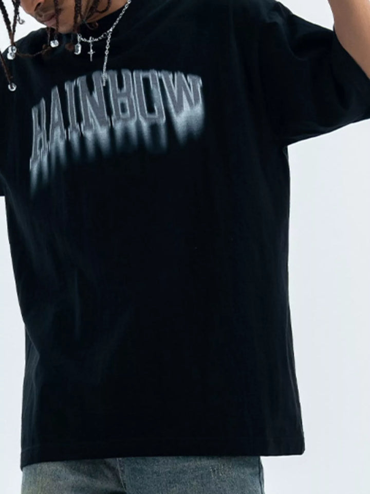 Men's Letter Round Neck Short Sleeve T-Shirt - cas7m