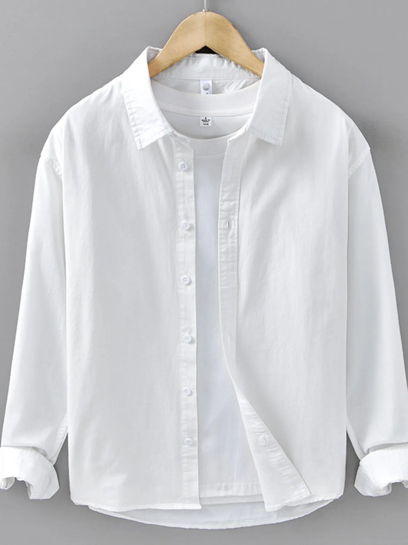 Men's Plus Size Button Up Long Sleeve Shirt - cas7m