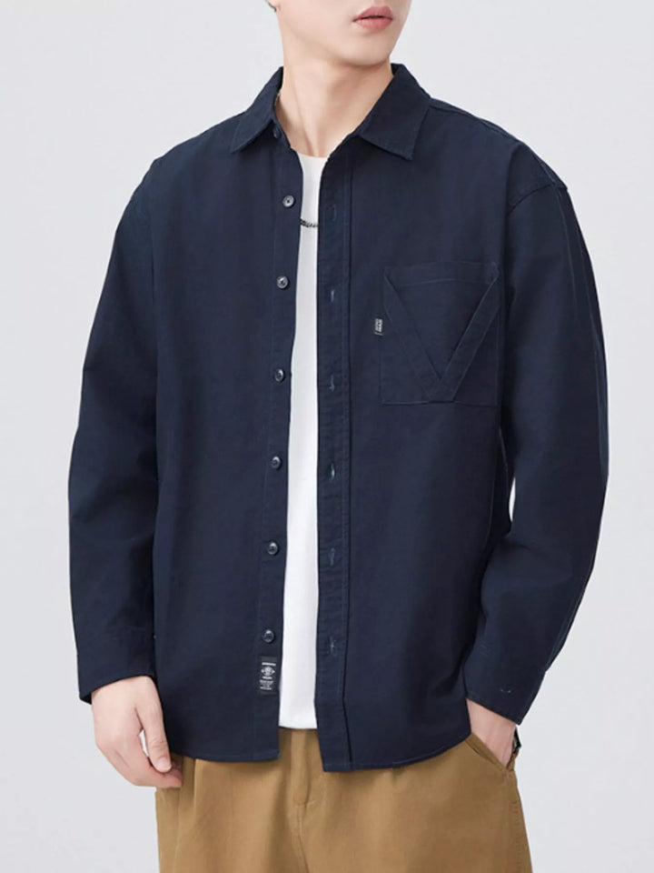 Men's Plus Size Button Up Long Sleeve Shirt - cas7m