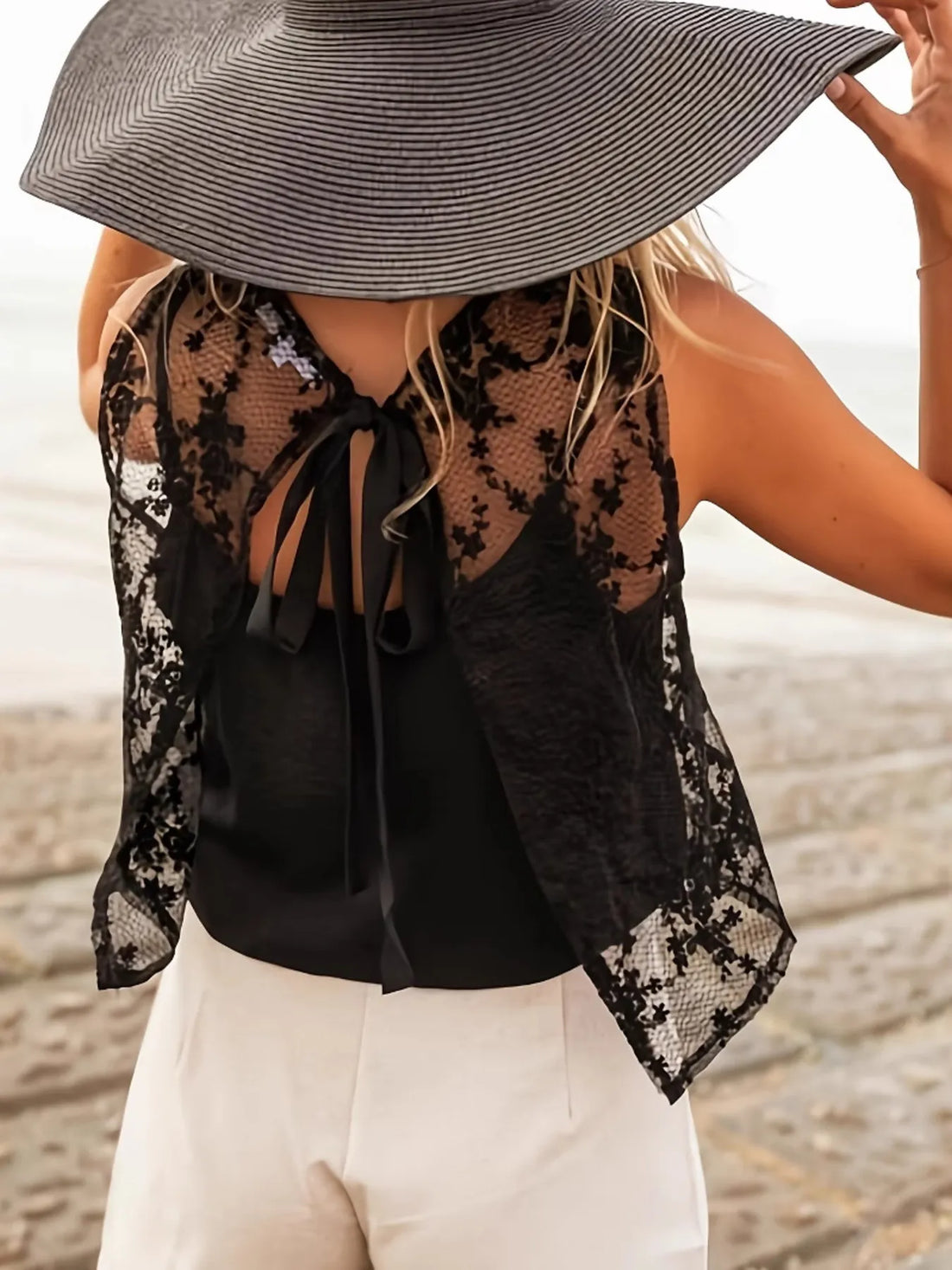 Lace Tie Back Tank - cas7m