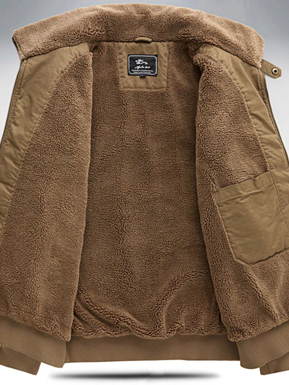 Men's Plus Size Sherpa Lined Zip Up Jacket - cas7m